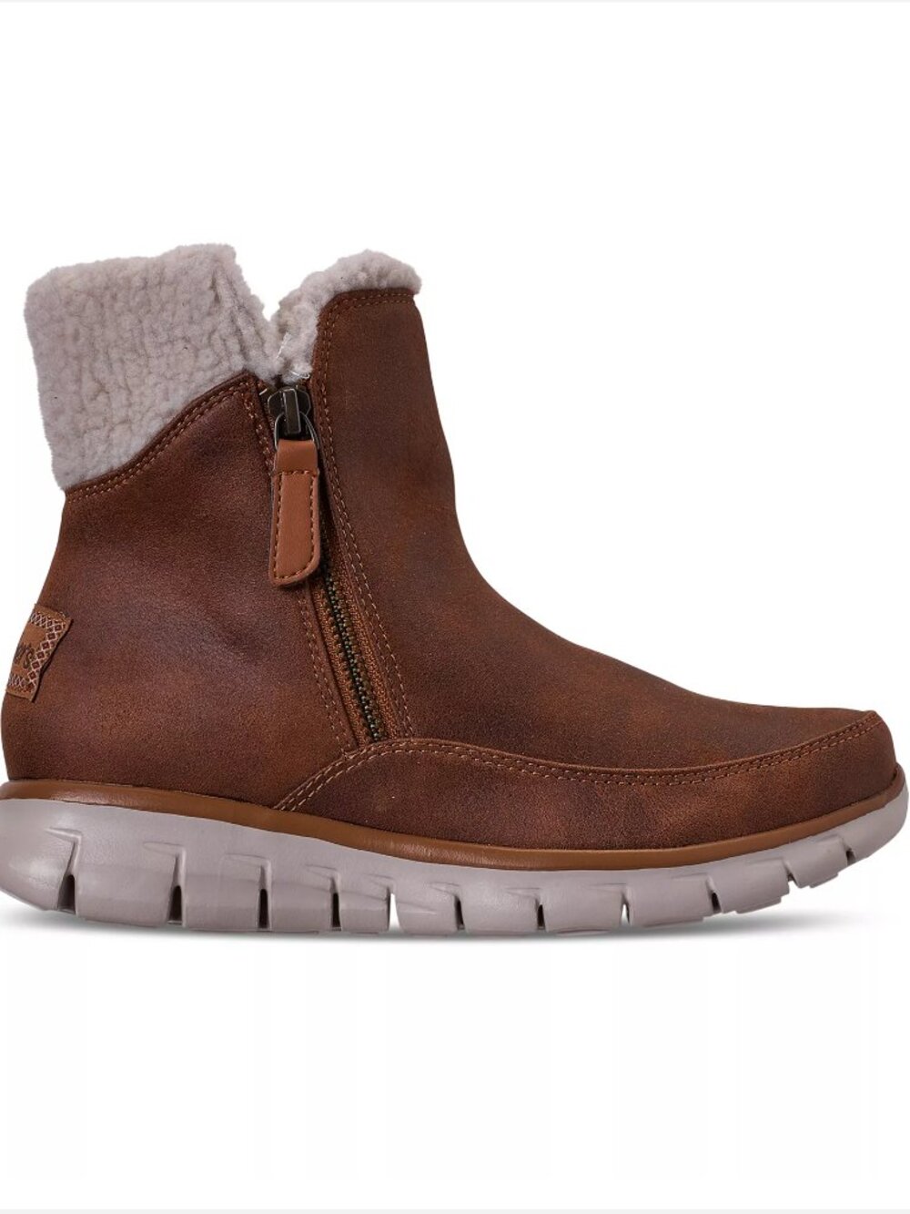 Skechers Synergy Brown & White Faux Suede Lined Boots Women US 8